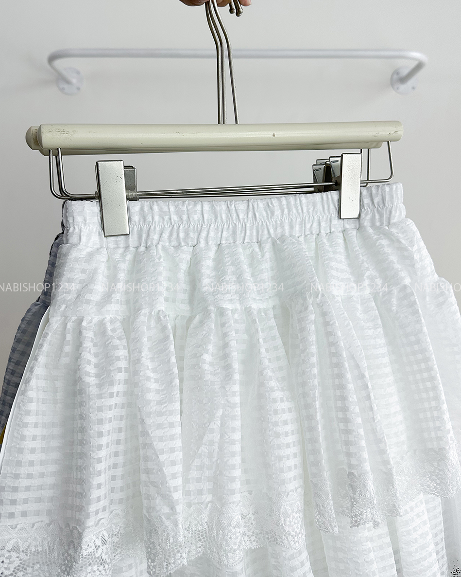 Chân Váy Số 254-U 813 Ngắn Caro 2 Tầng Ren