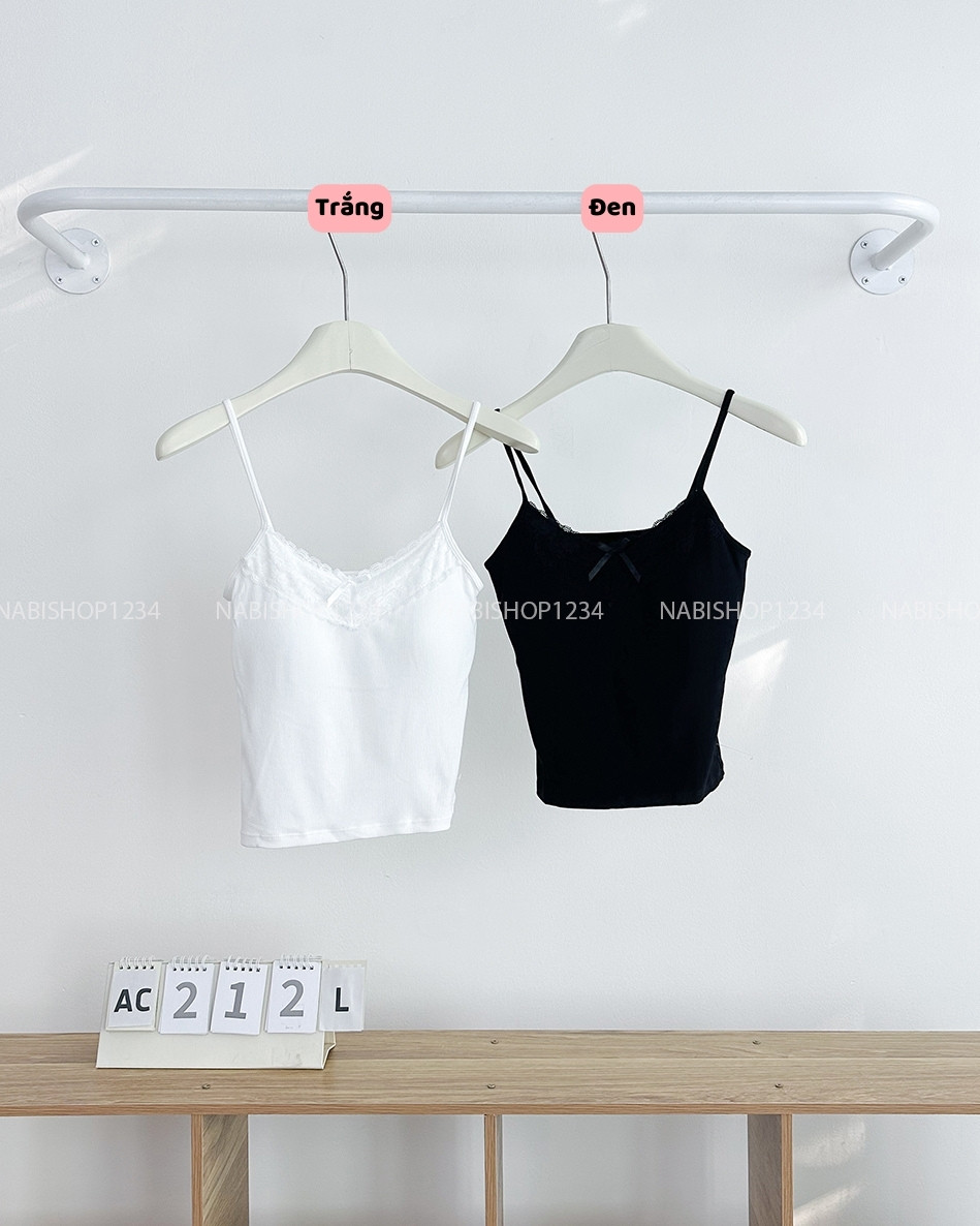 Áo Croptop Số 212-L 631 2 Dây Ren Nơ