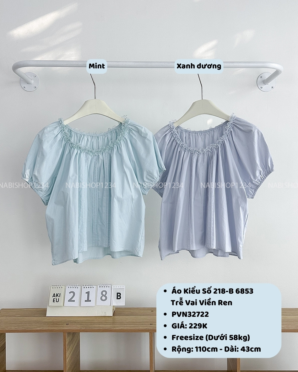 Áo Kiểu Số 218-B 6853 Trễ Vai Viền Ren