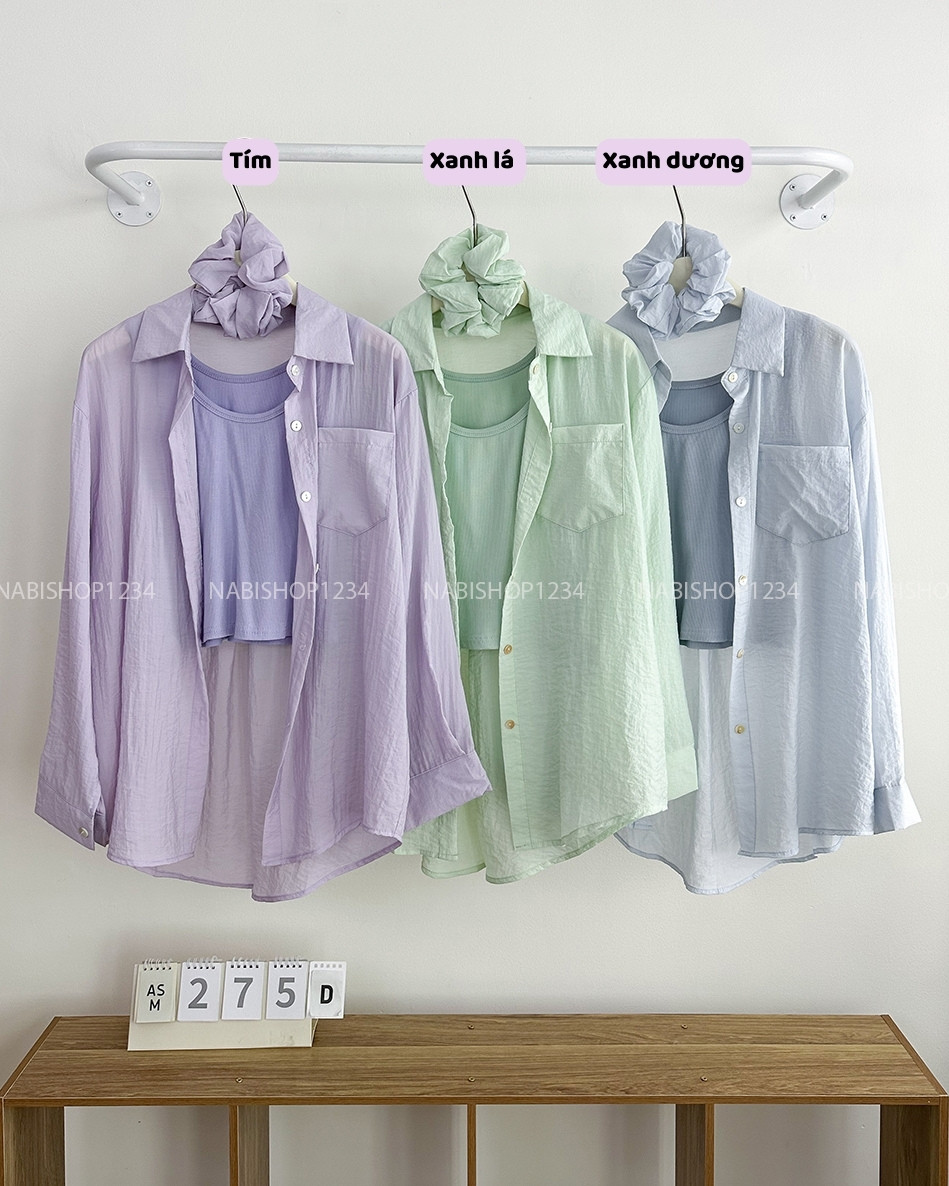 Áo Sơ Mi Số 275-D Set SM 3 Lỗ + Buộc Tóc