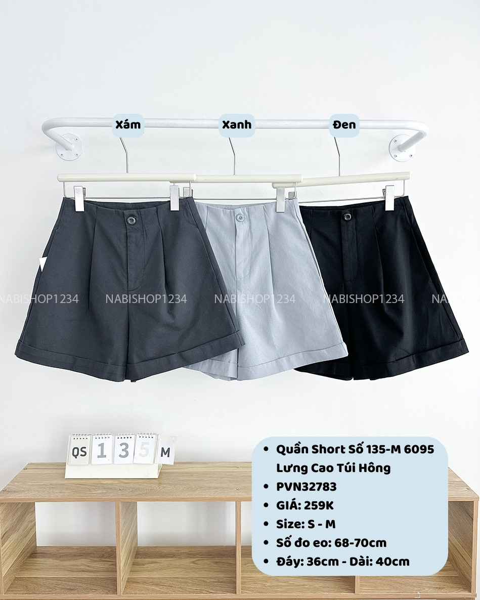 Quần Short Số 135-M 6095 Lưng Cao Túi Hông