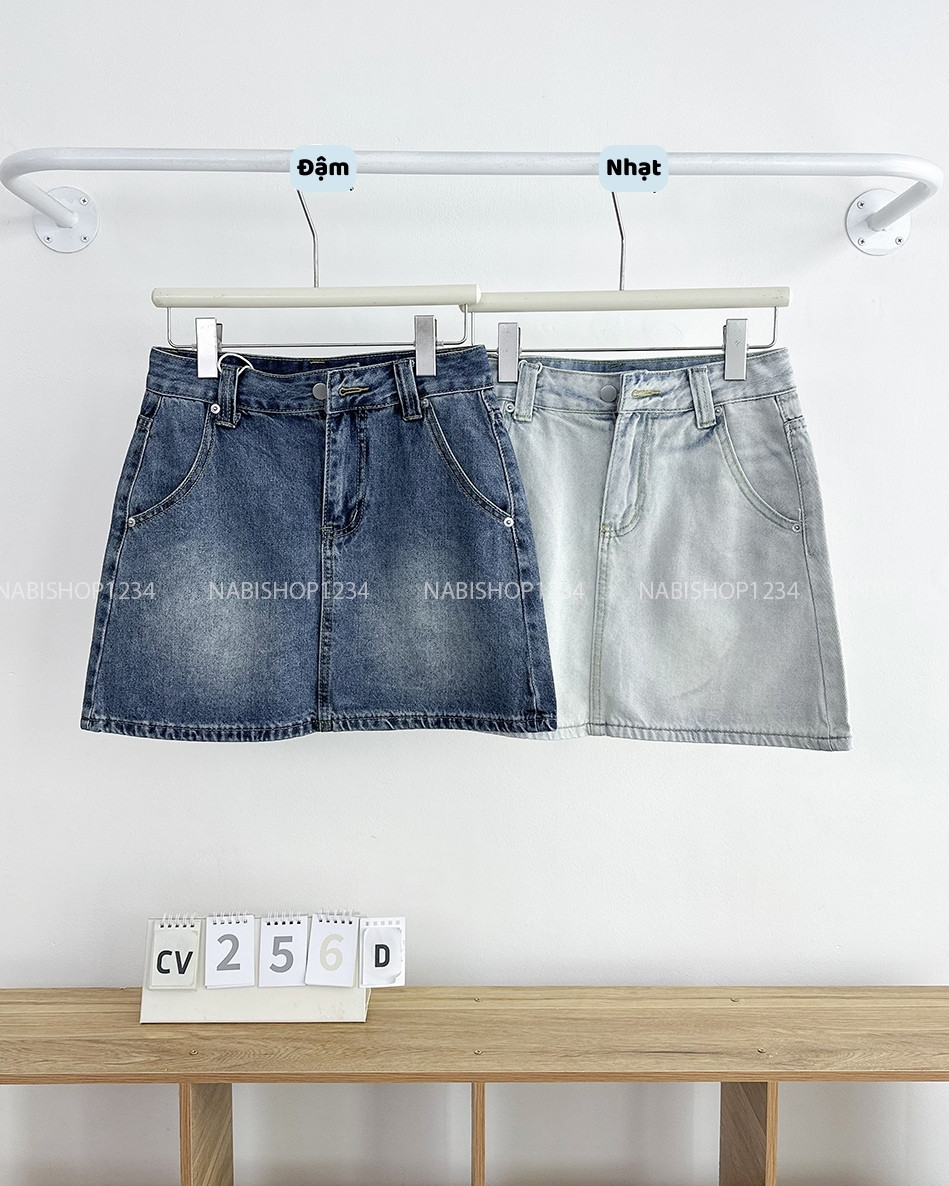 Chân Váy Số 256-D 5005 Ngắn Jean Chữ A