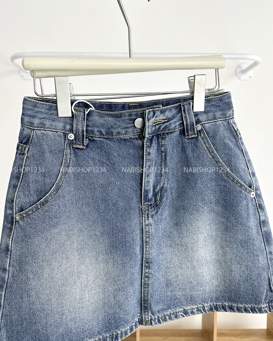 Chân Váy Số 256-D 5005 Ngắn Jean Chữ A