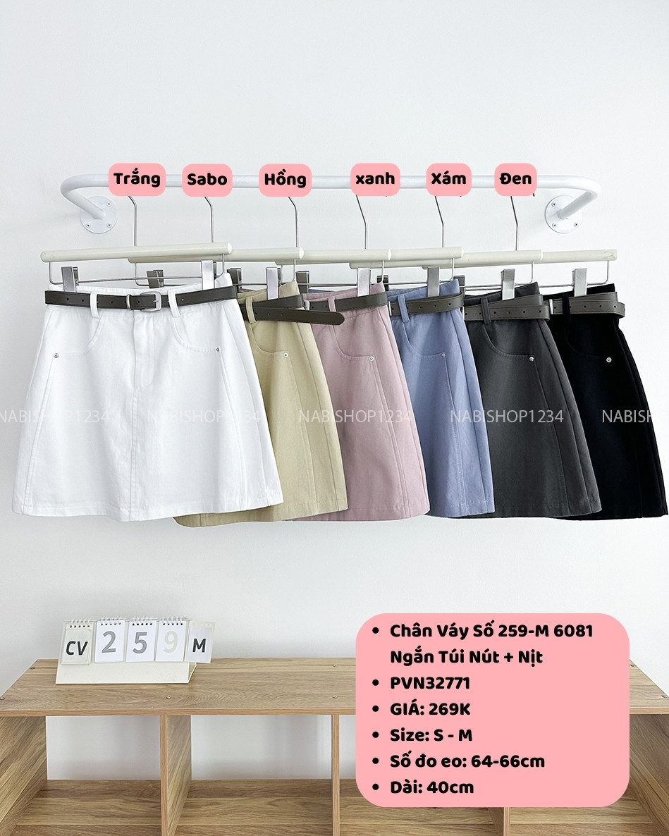 Chân Váy Số 259-M 6081 Ngắn Túi Nút + Nịt