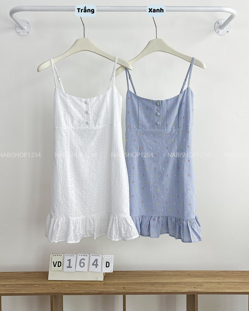 Váy Số 164-D 3869 2 Dây Hoạ Tiết Hoa