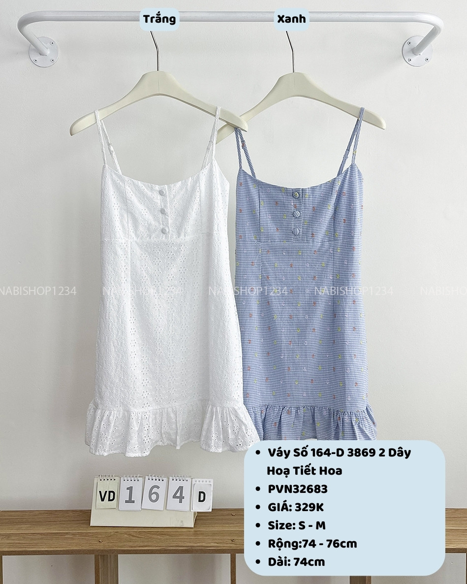 Váy Số 164-D 3869 2 Dây Hoạ Tiết Hoa
