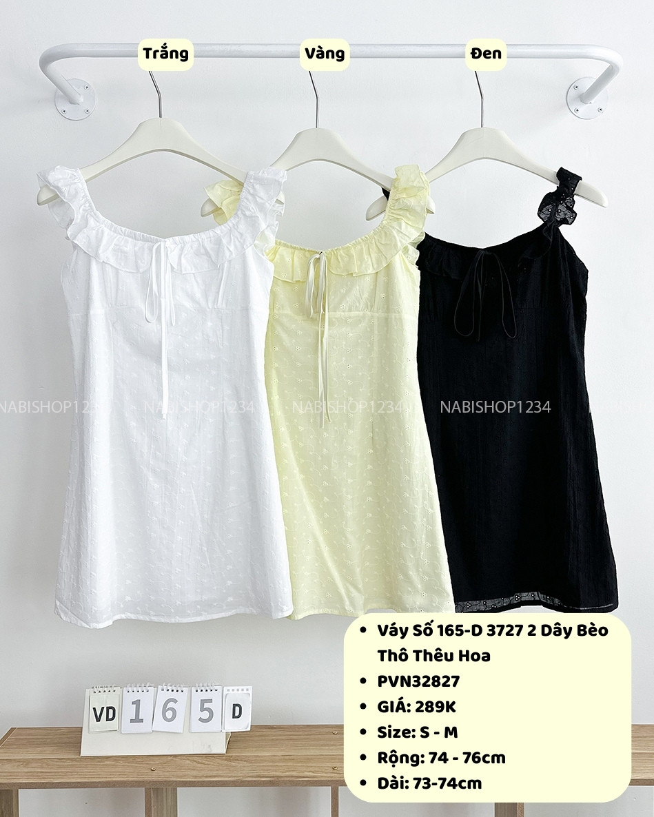 Váy Số 165-D 3727 2 Dây Bèo Thô Thêu Hoa
