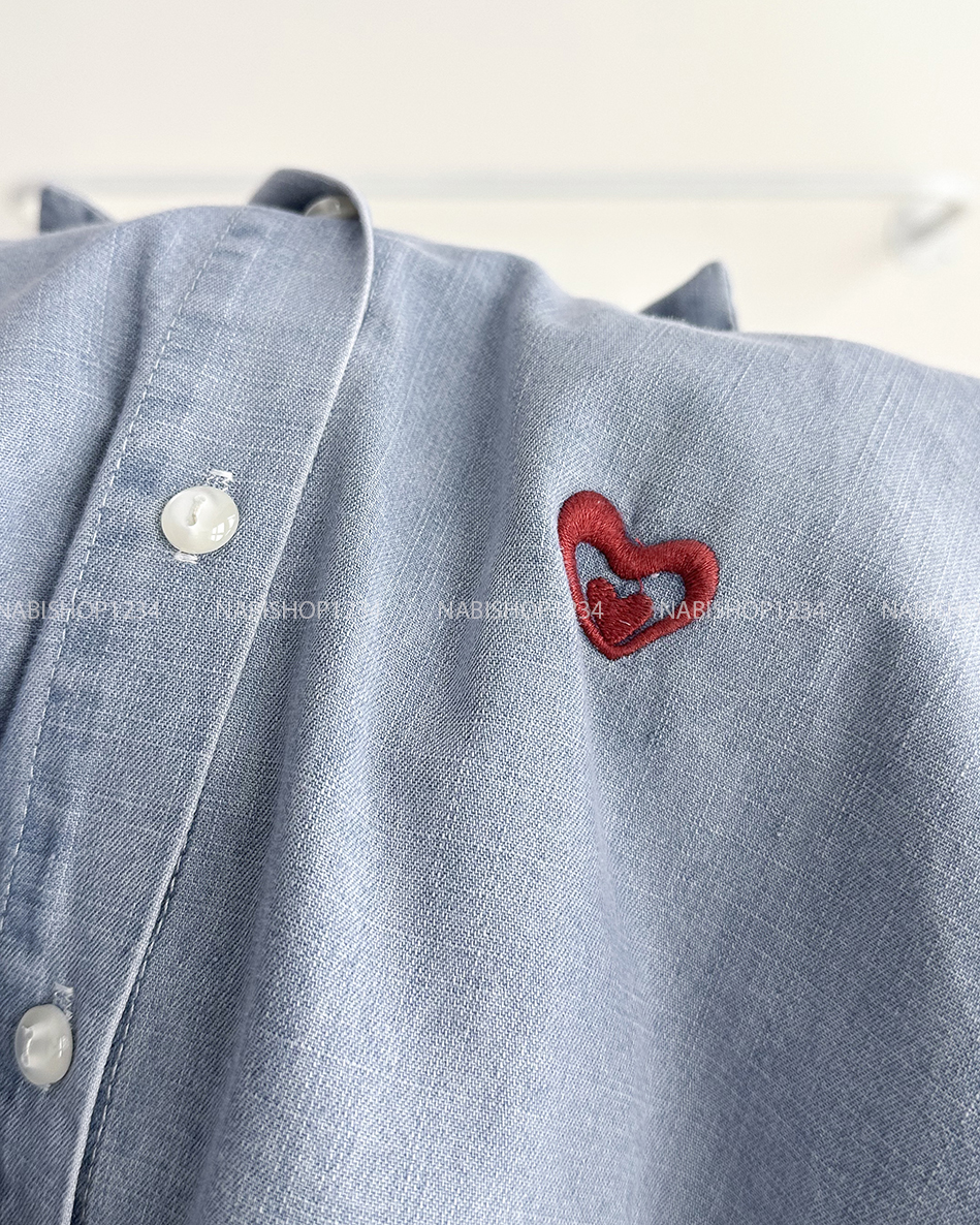 Áo Sơ Mi Số 281-B TN Denim Tim Lai Ren