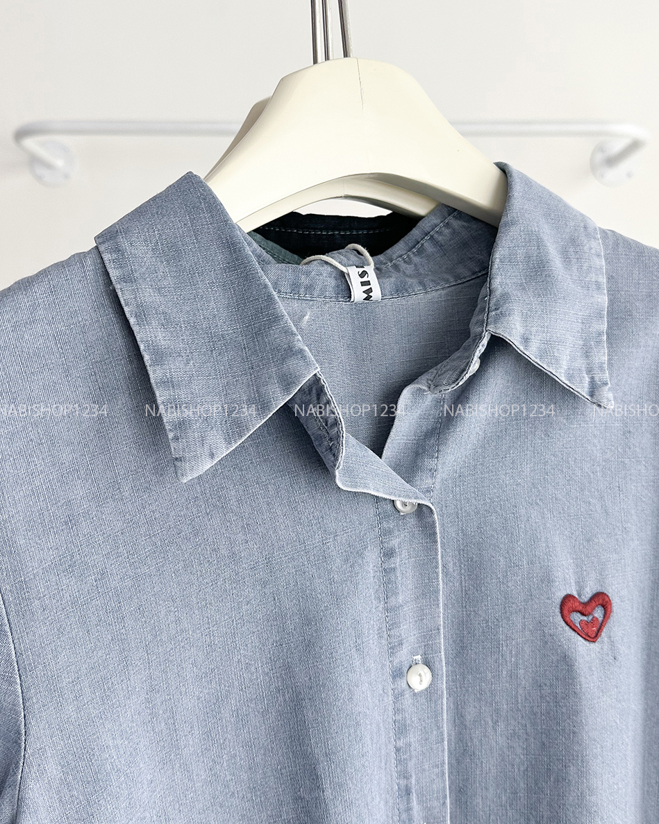 Áo Sơ Mi Số 281-B TN Denim Tim Lai Ren