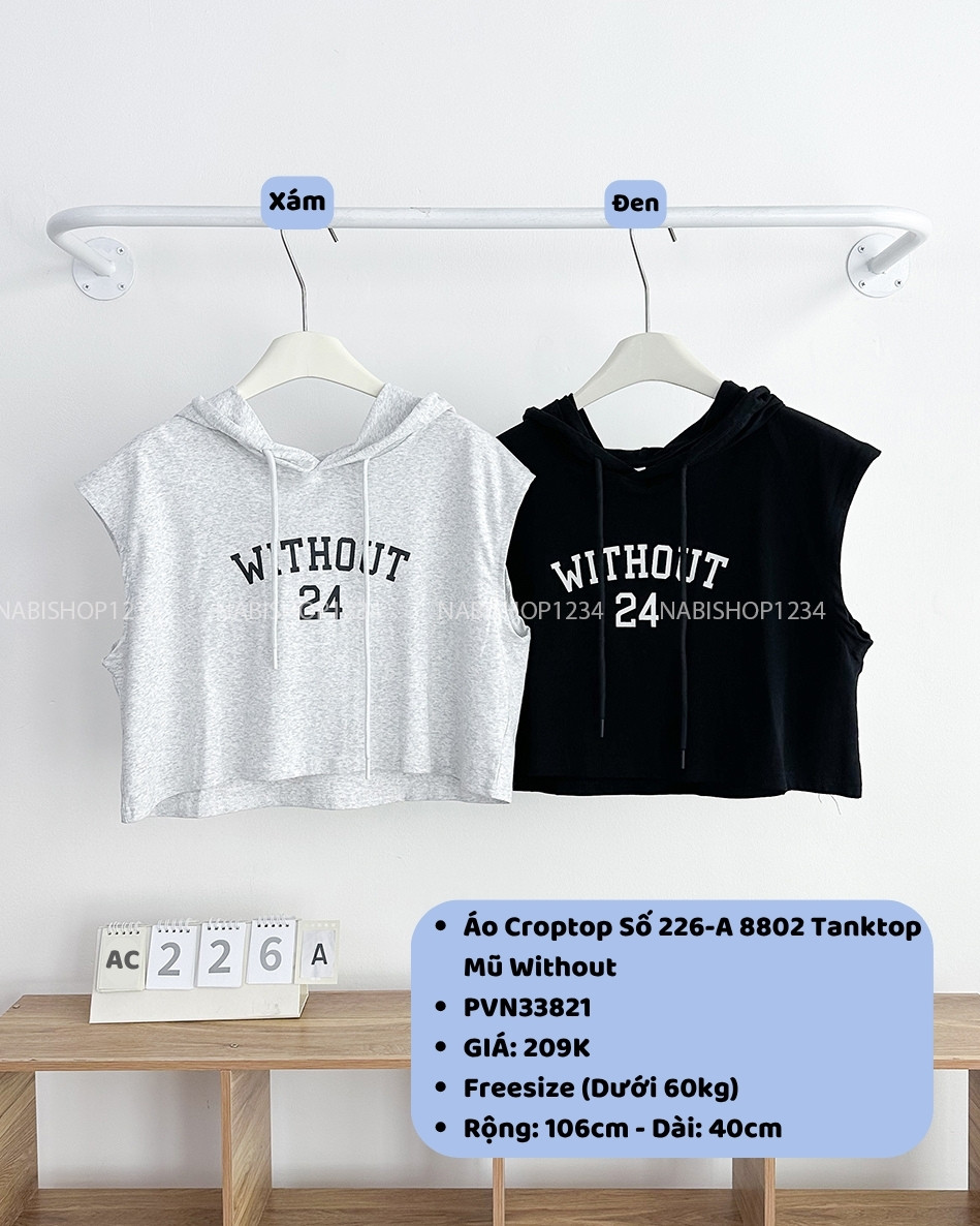 Áo Croptop Số 226-A 8802 Tanktop Mũ Without