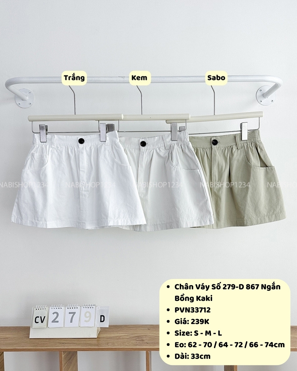 Chân Váy Số 279-D 867 Ngắn Bồng Kaki