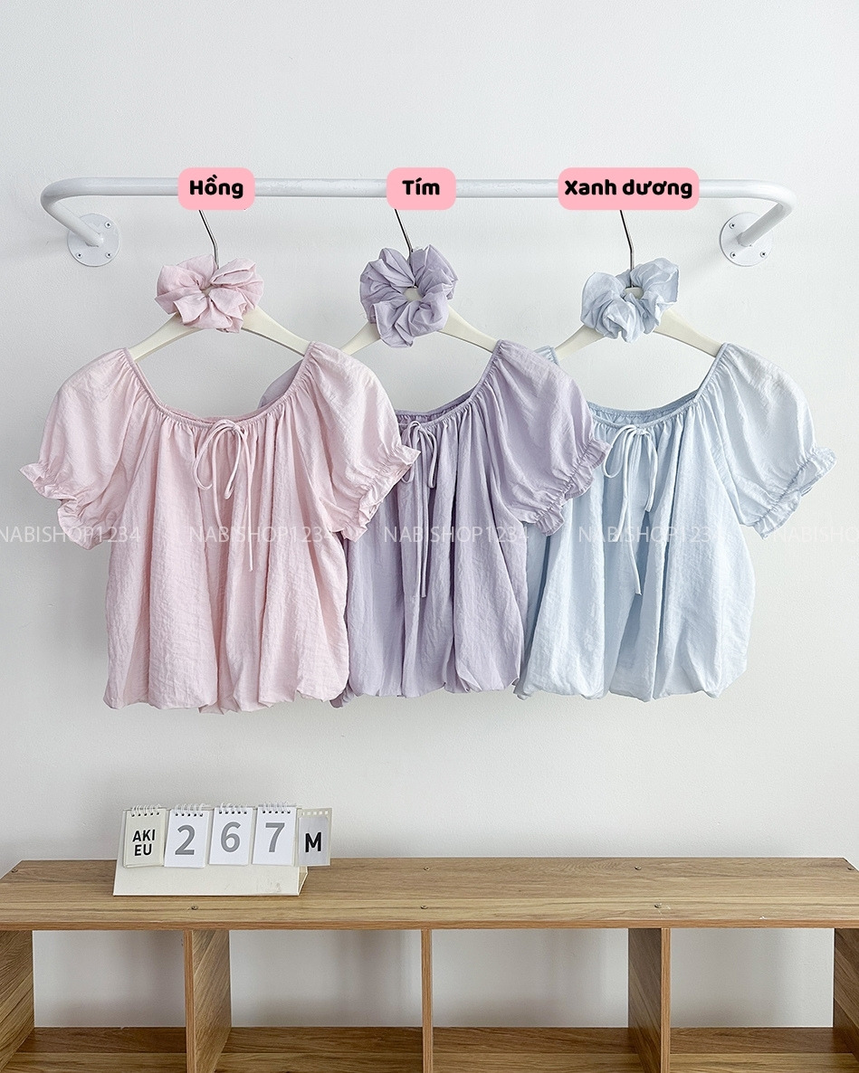 Áo Kiểu Số 267-M 0957 Trễ Vai Bo Chun + Cột Tóc