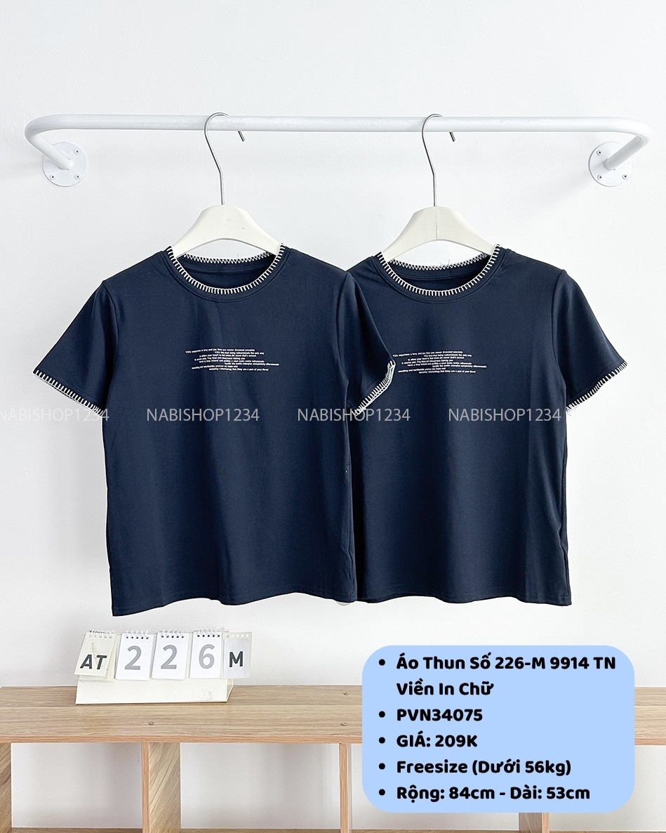 Áo Thun Số 226-M 9914 TN Viền In Chữ