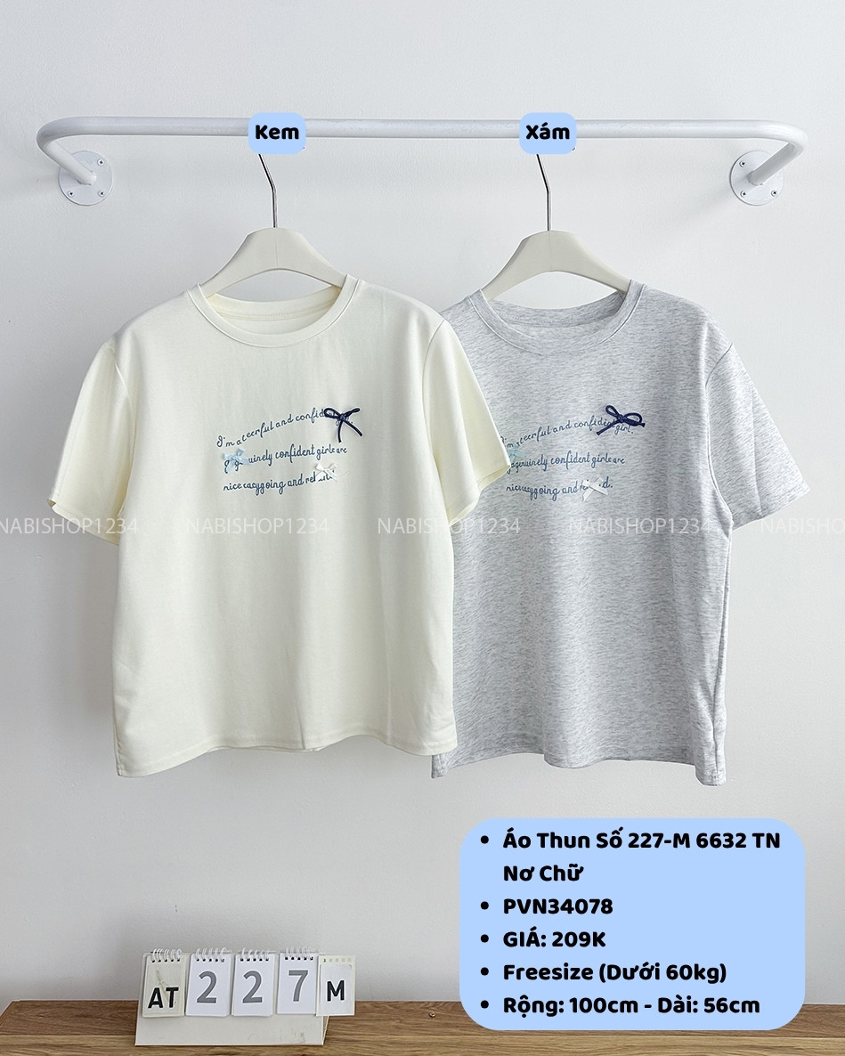 Áo Thun Số 227-M 6632 TN Nơ Chữ