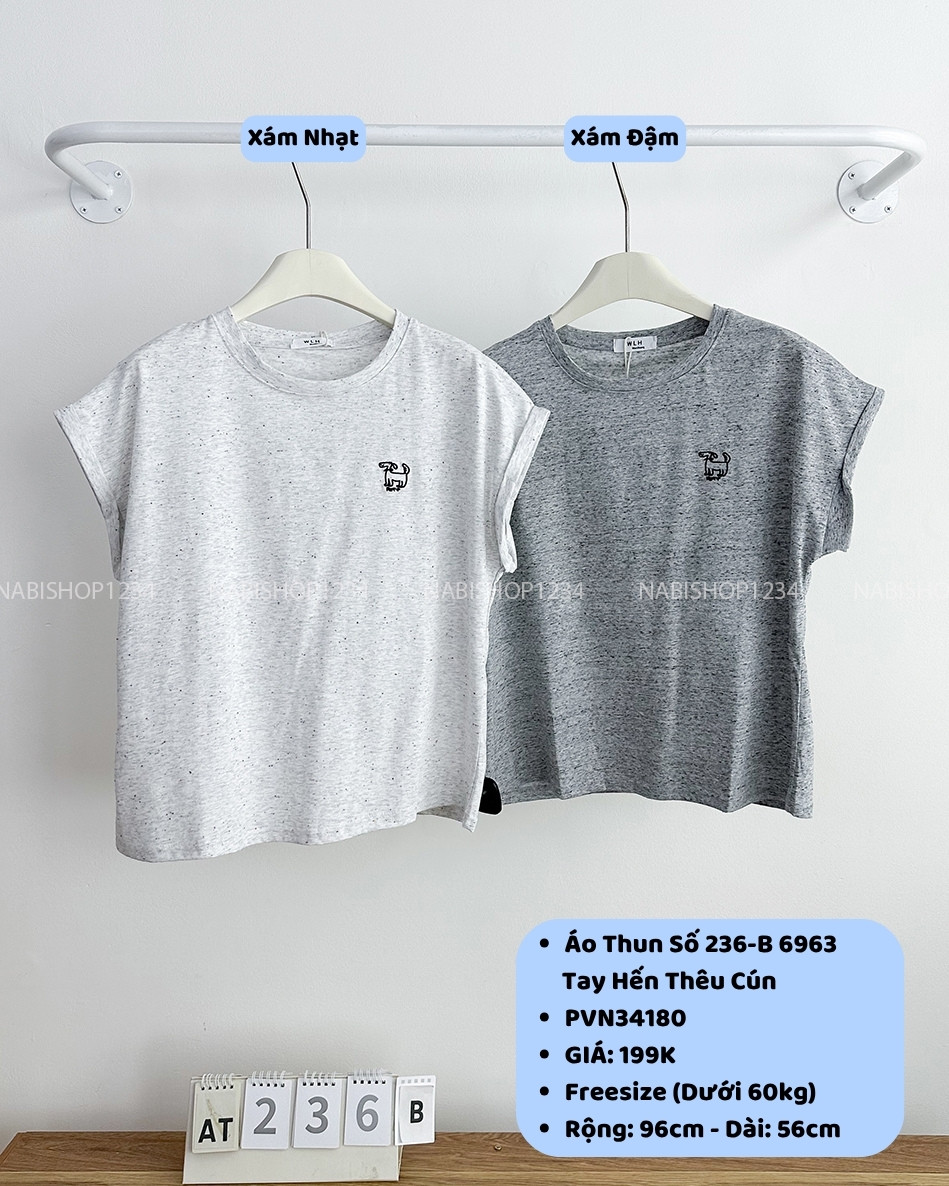 Áo Thun Số 236-B 6963 Tay Hến Thêu Cún