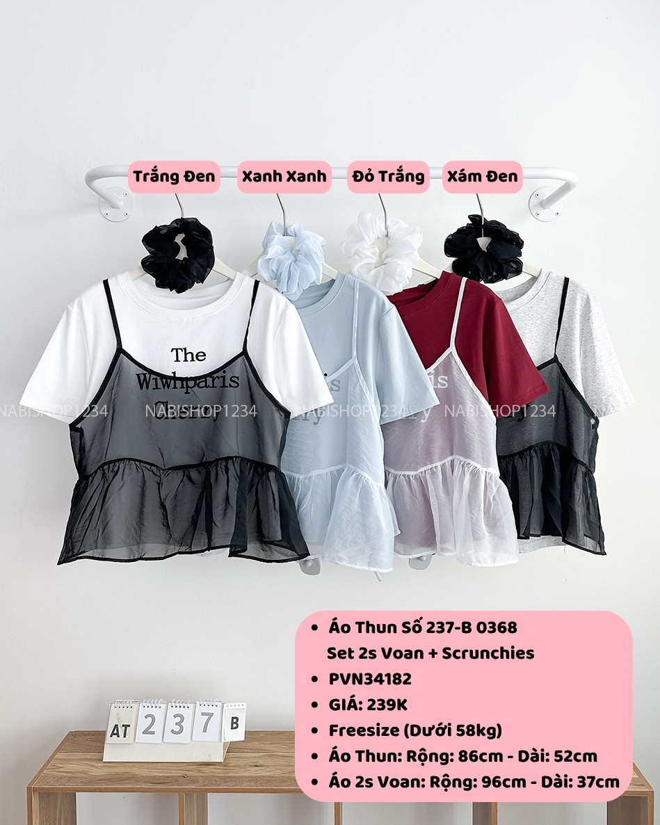 Áo Thun Số 237-B 0368 Set 2s Voan + Scrunchies