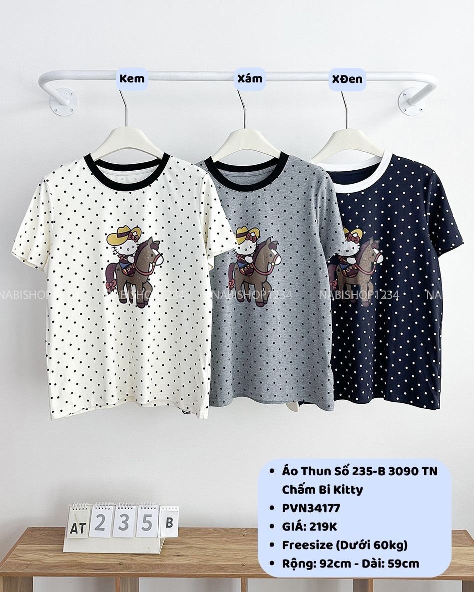Áo Thun Số 235-B 3090 TN Chấm Bi Kitty