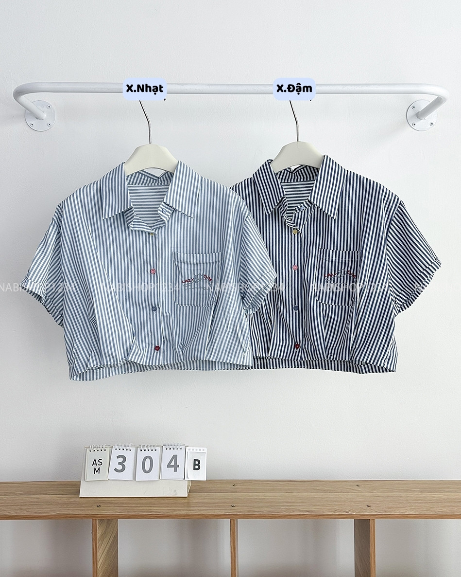 Áo Sơ Mi Số 304-B 6610 TN Sọc Túi Thêu