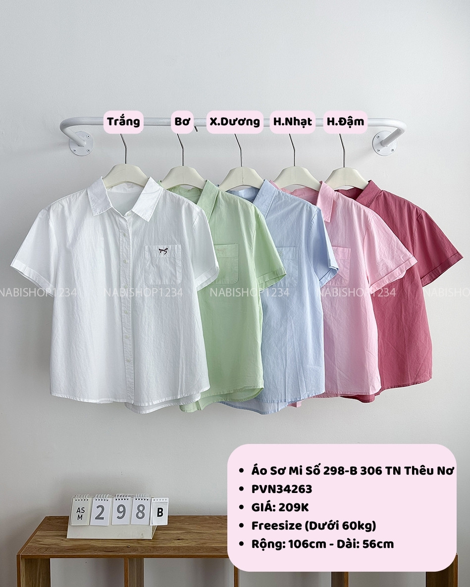 Áo Sơ Mi Số 298-B 306 TN Thêu Nơ