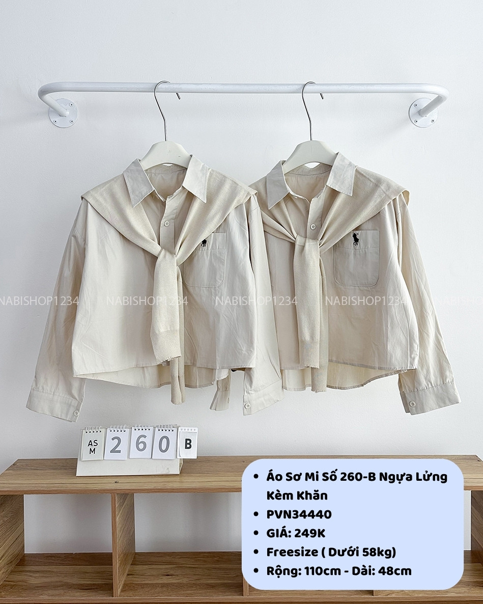 Áo Sơ Mi Số 260-B Ngựa Lửng Kèm Khăn