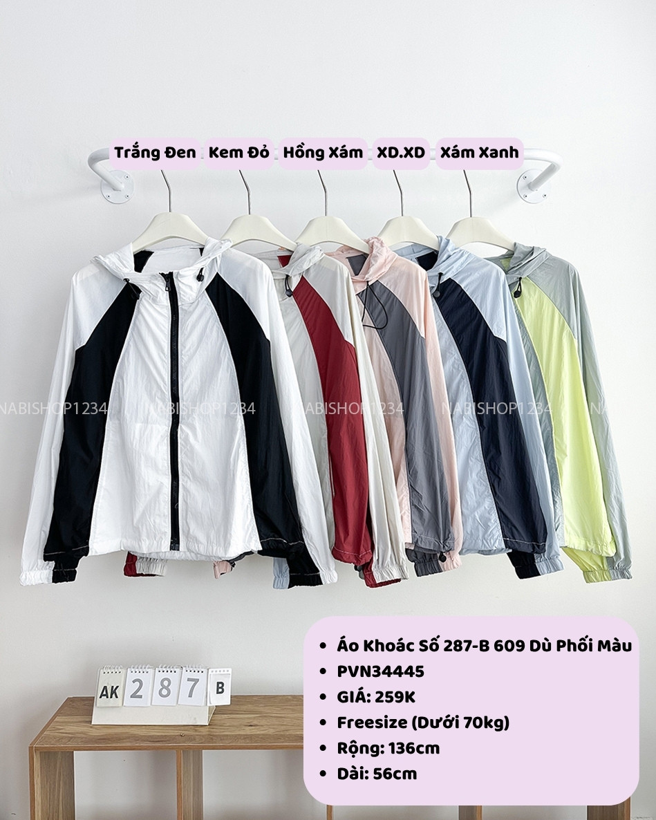 Áo Khoác Số 287-B 609 Dù Phối Màu