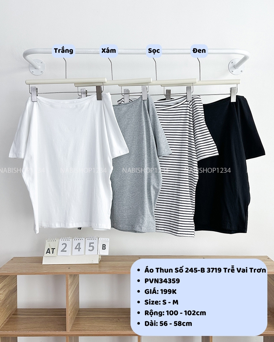 Áo Thun Số 245-B 3719 Trễ Vai Trơn