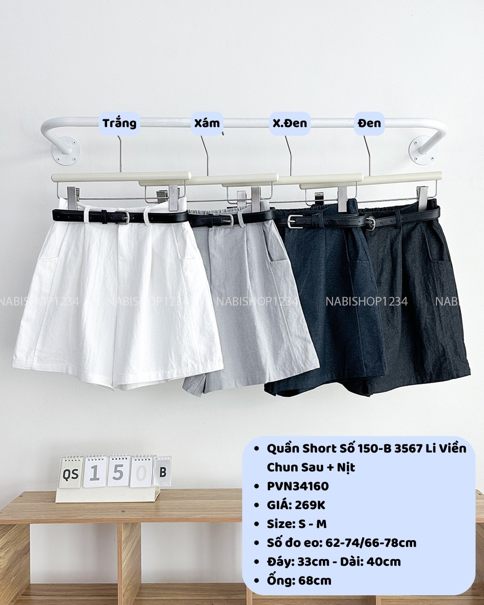 Quần Short Số 150-B 3567 Li Viền Chun Sau + Nịt
