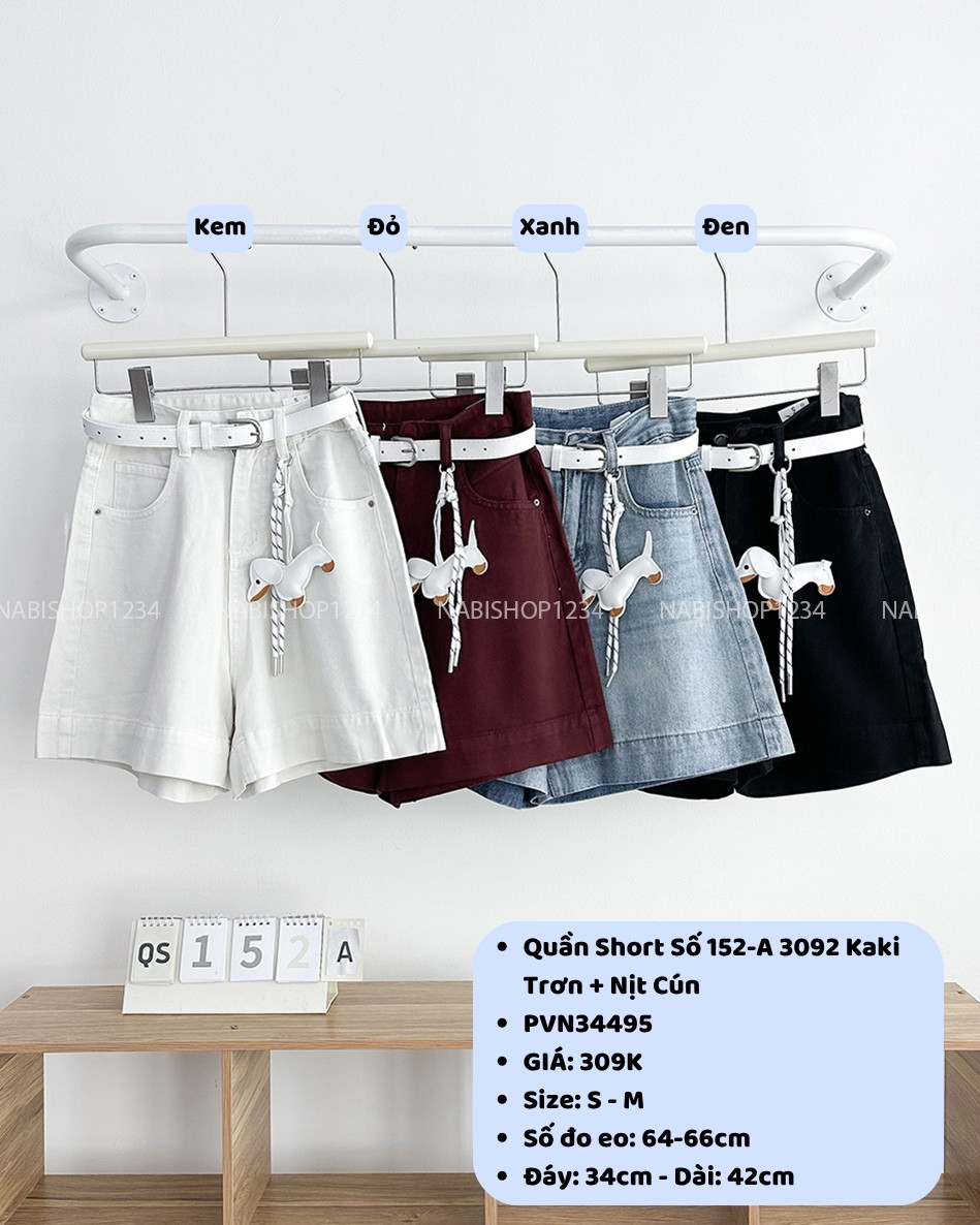 Quần Short Số 152-A 3092 Kaki Trơn + Nịt Cún