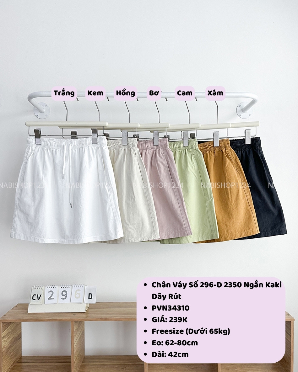 Chân Váy Số 296-D 2350 Ngắn Kaki Dây Rút
