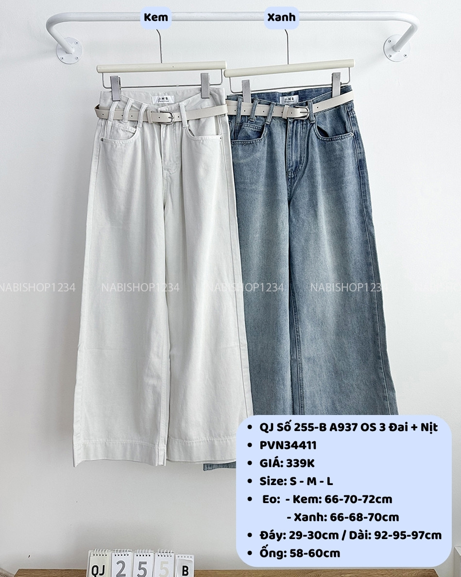 Quần Jean Số 255-B A937 OS 3 Đai + Nịt