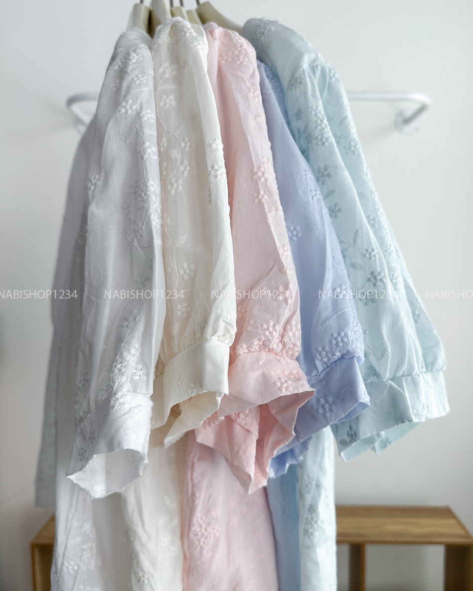 Áo Kiểu Số 278-D Cổ V Viền Hoa Nổi