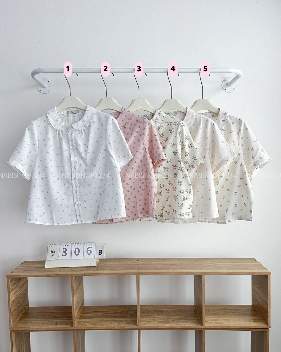 Áo Sơ Mi Số 306-B TN Cổ Sen Hoa Nhí