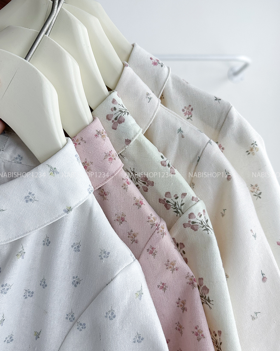 Áo Sơ Mi Số 306-B TN Cổ Sen Hoa Nhí