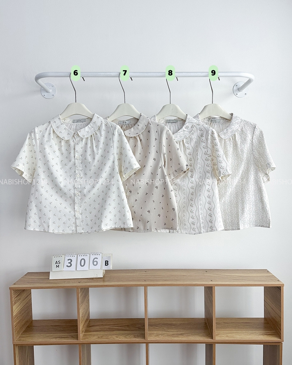 Áo Sơ Mi Số 306-B TN Cổ Sen Hoa Nhí