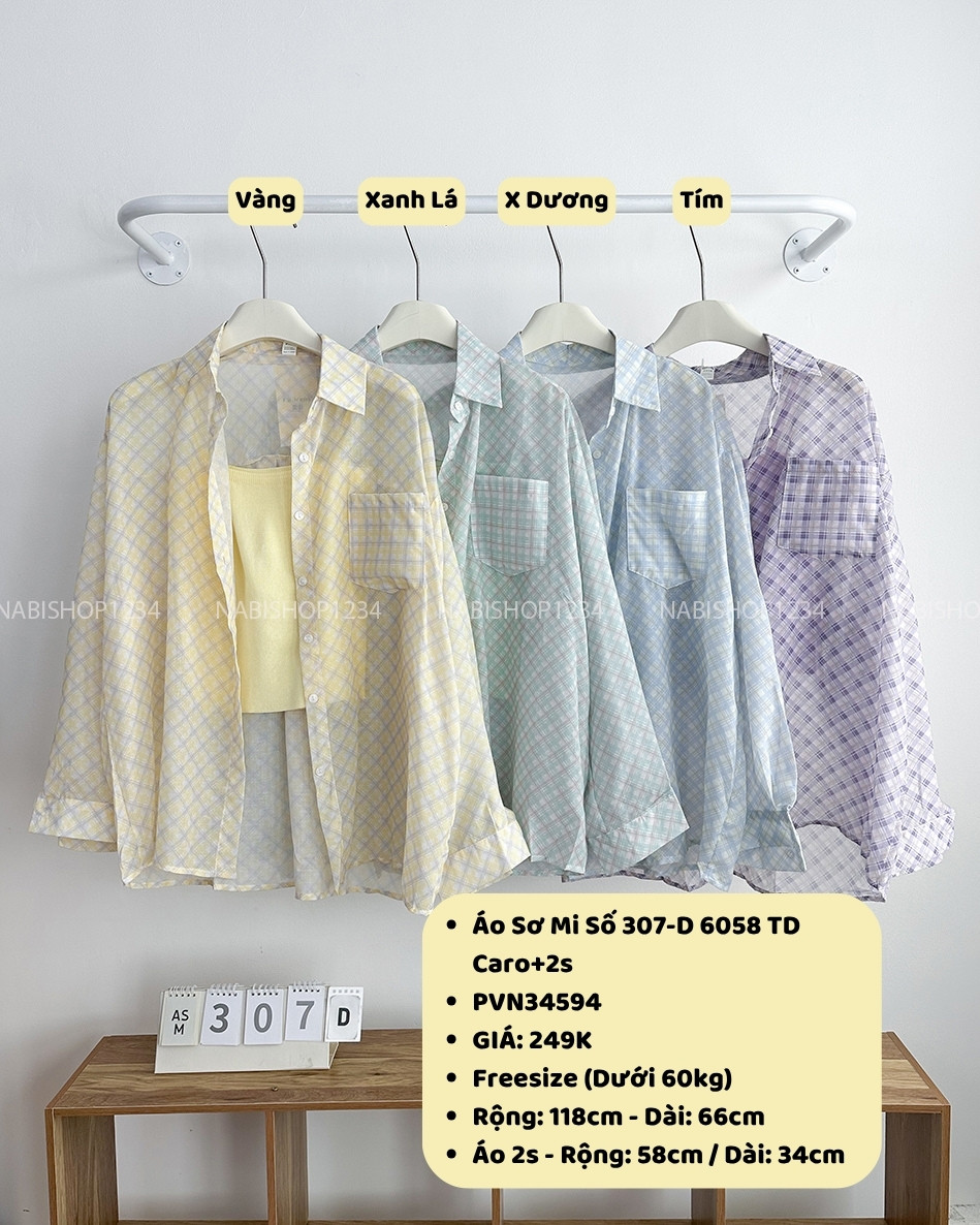 Áo Sơ Mi Số 307-D 6058 TD Caro+2s