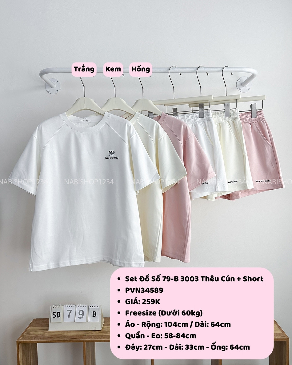 Set Đồ Số 79-B 3003 Thêu Cún + Short