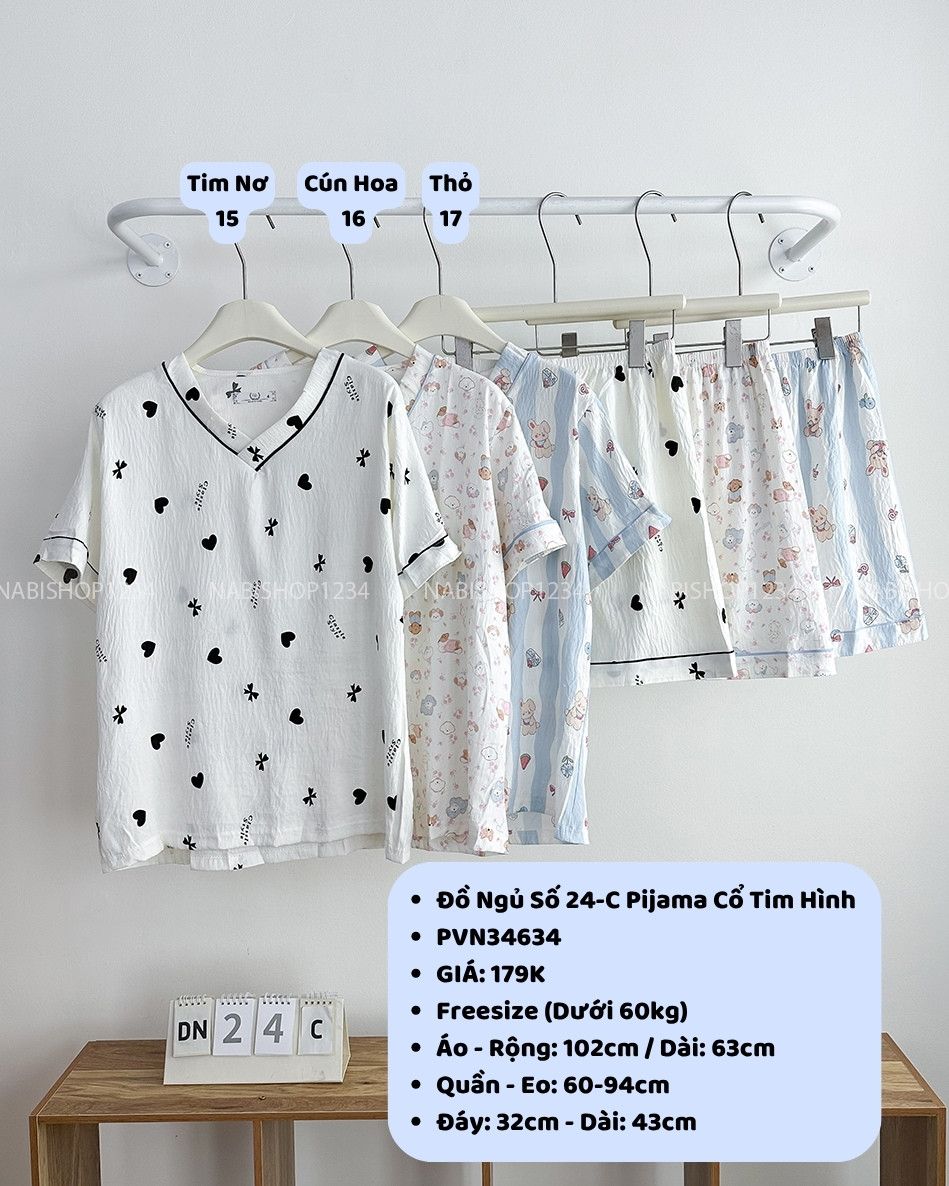 Đồ Ngủ Số 24-C Pijama Cổ Tim Hình