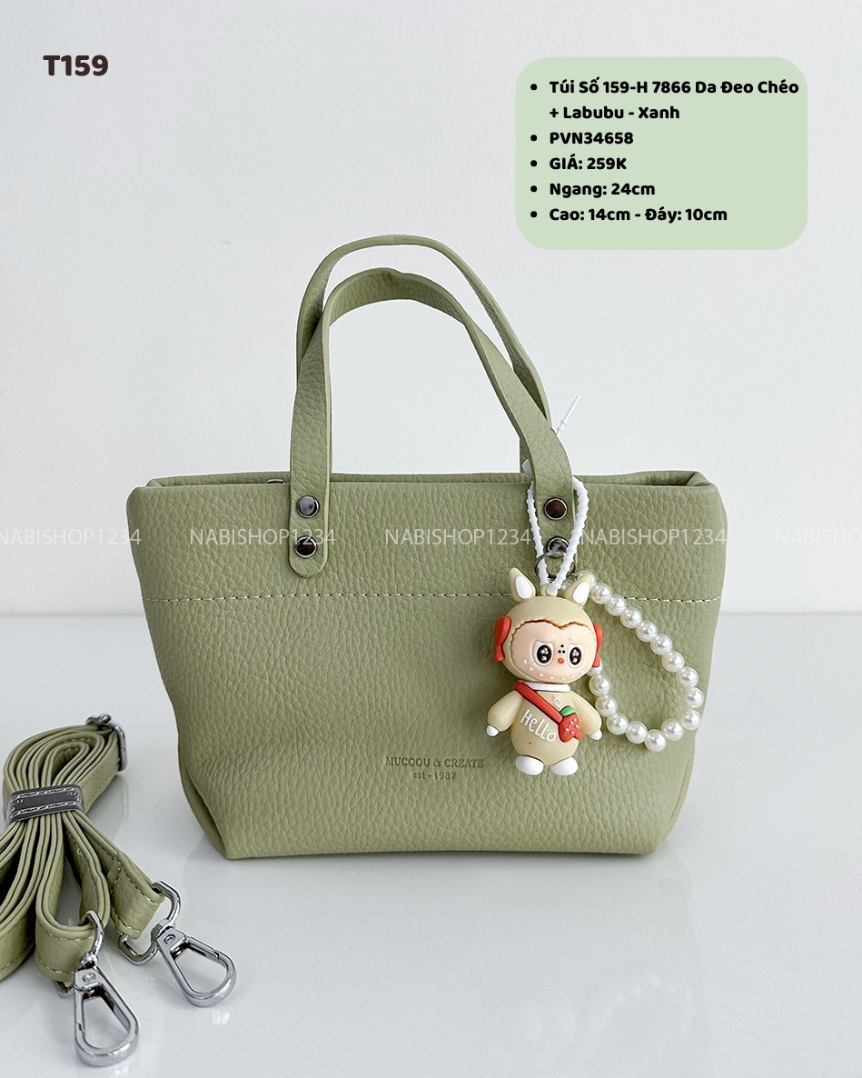 Túi Số 159-H 7866 Da Đeo Chéo + Labubu