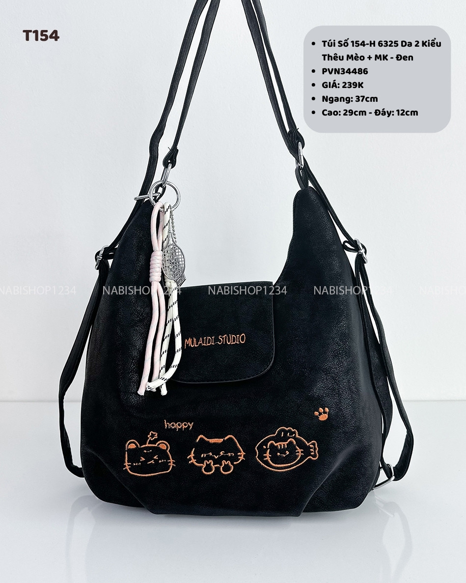 Túi Số 154-H 6325 Da 2 Kiểu Thêu Mèo + MK
