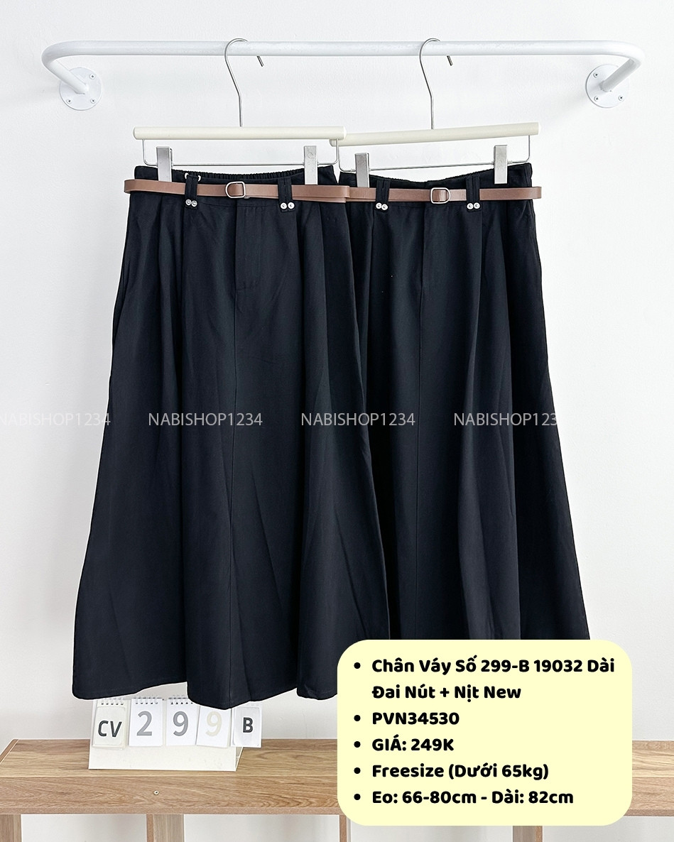 Chân Váy Số 299-B 19032 Dài Đai Nút + Nịt New