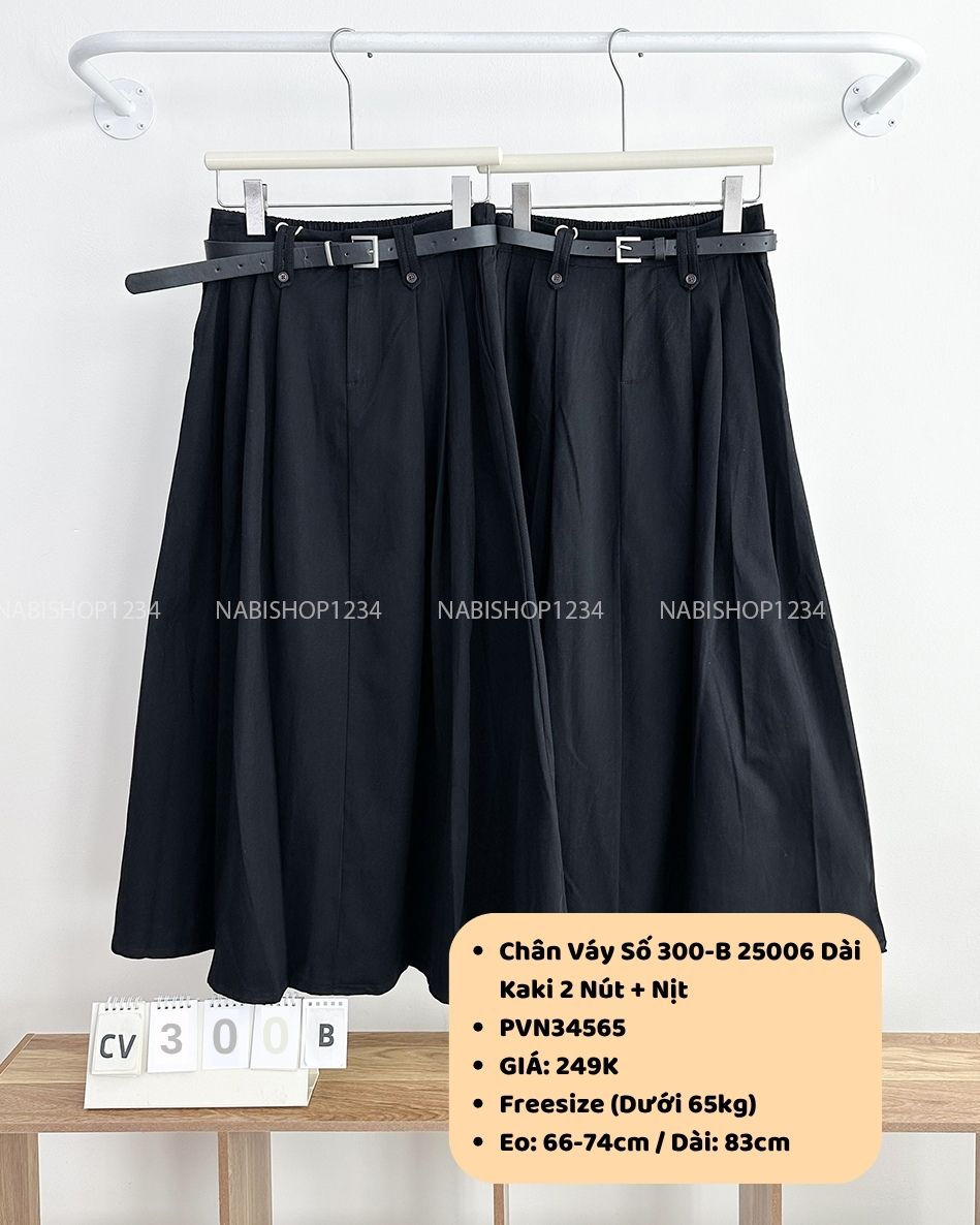 Chân Váy Số 300-B 25006 Dài Kaki 2 Nút + Nịt