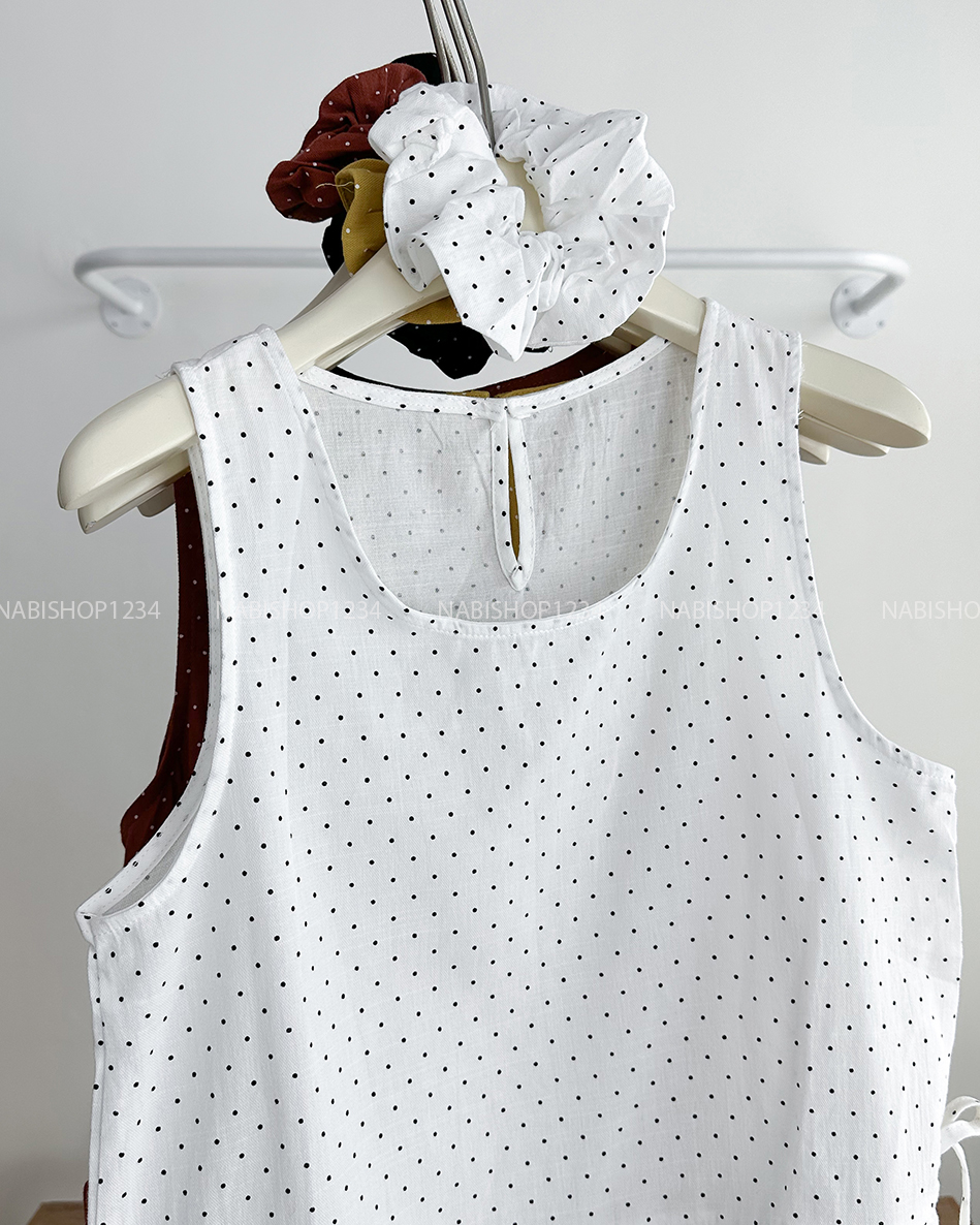 Áo Kiểu Số 279-D 8020 SN Chấm Bi + Scrunchies