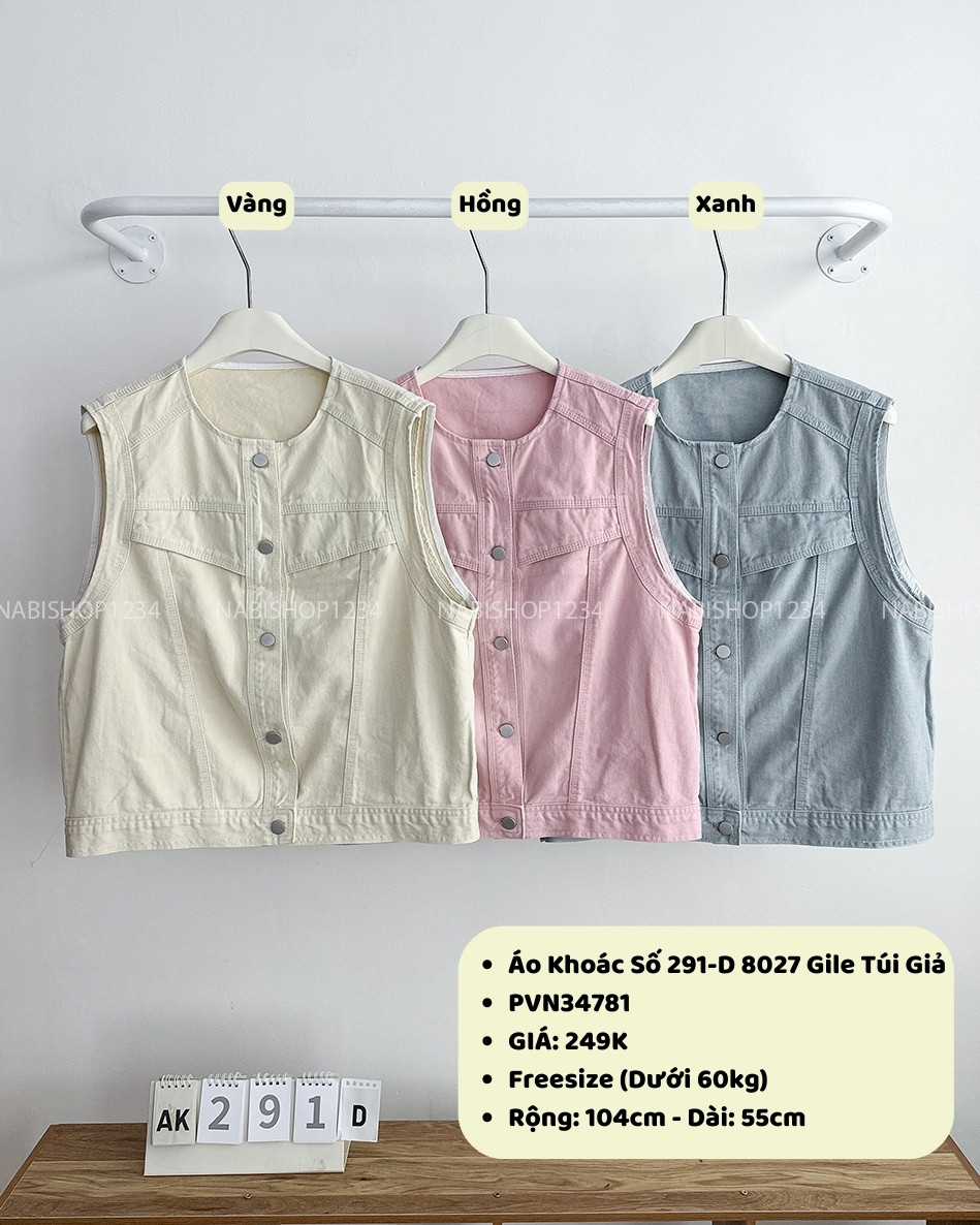 Áo Khoác Số 291-D 8027 Gile Túi Giả