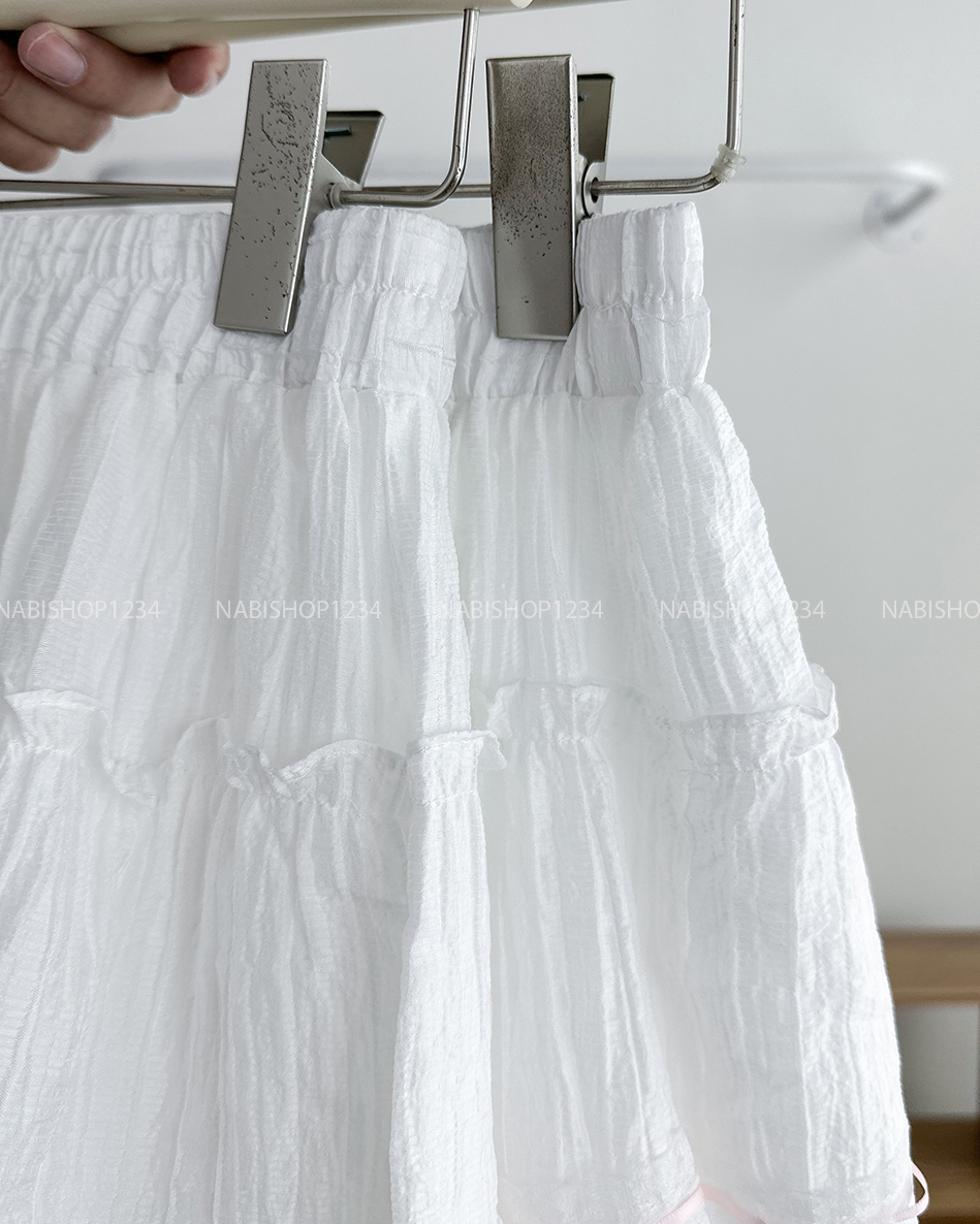 Chân Váy Số 313-U 6185 Ngắn Ren Viền Hồng