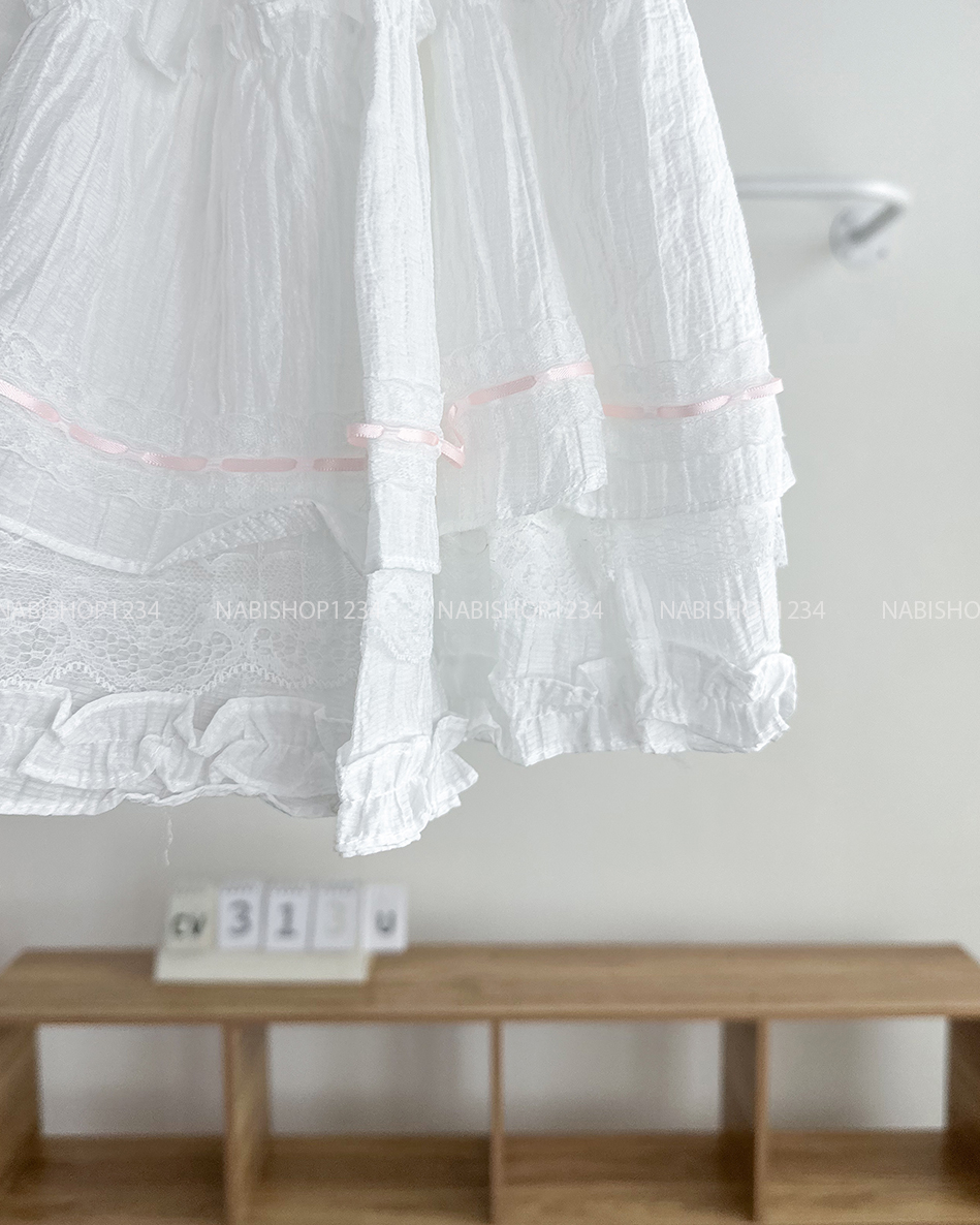 Chân Váy Số 313-U 6185 Ngắn Ren Viền Hồng
