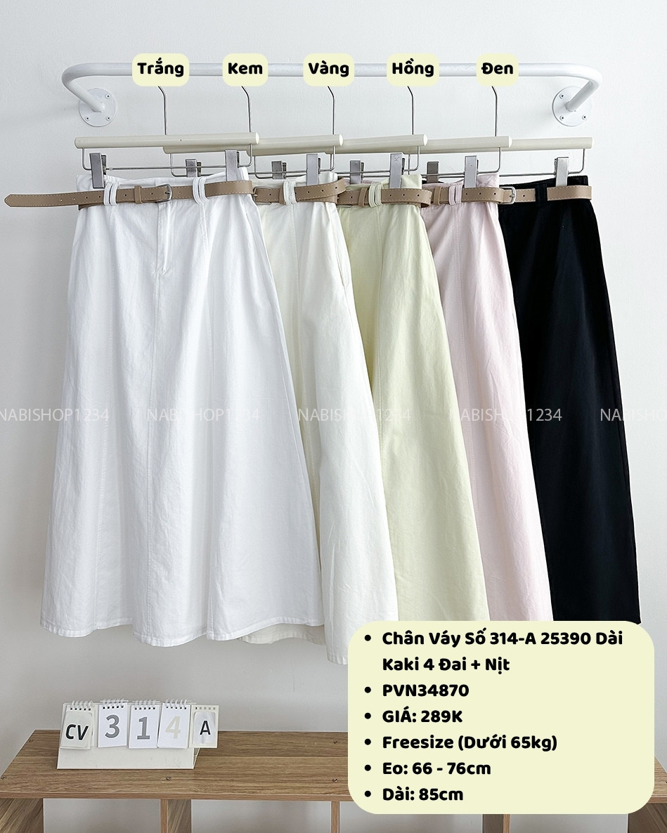 Chân Váy Số 314-A 25390 Dài Kaki 4 Đai + Nịt