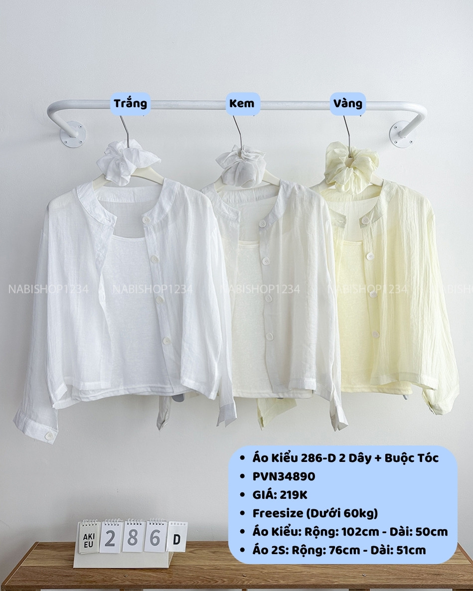 Áo Kiểu Số 286-D Cổ Tròn 2 Dây + Buộc Tóc