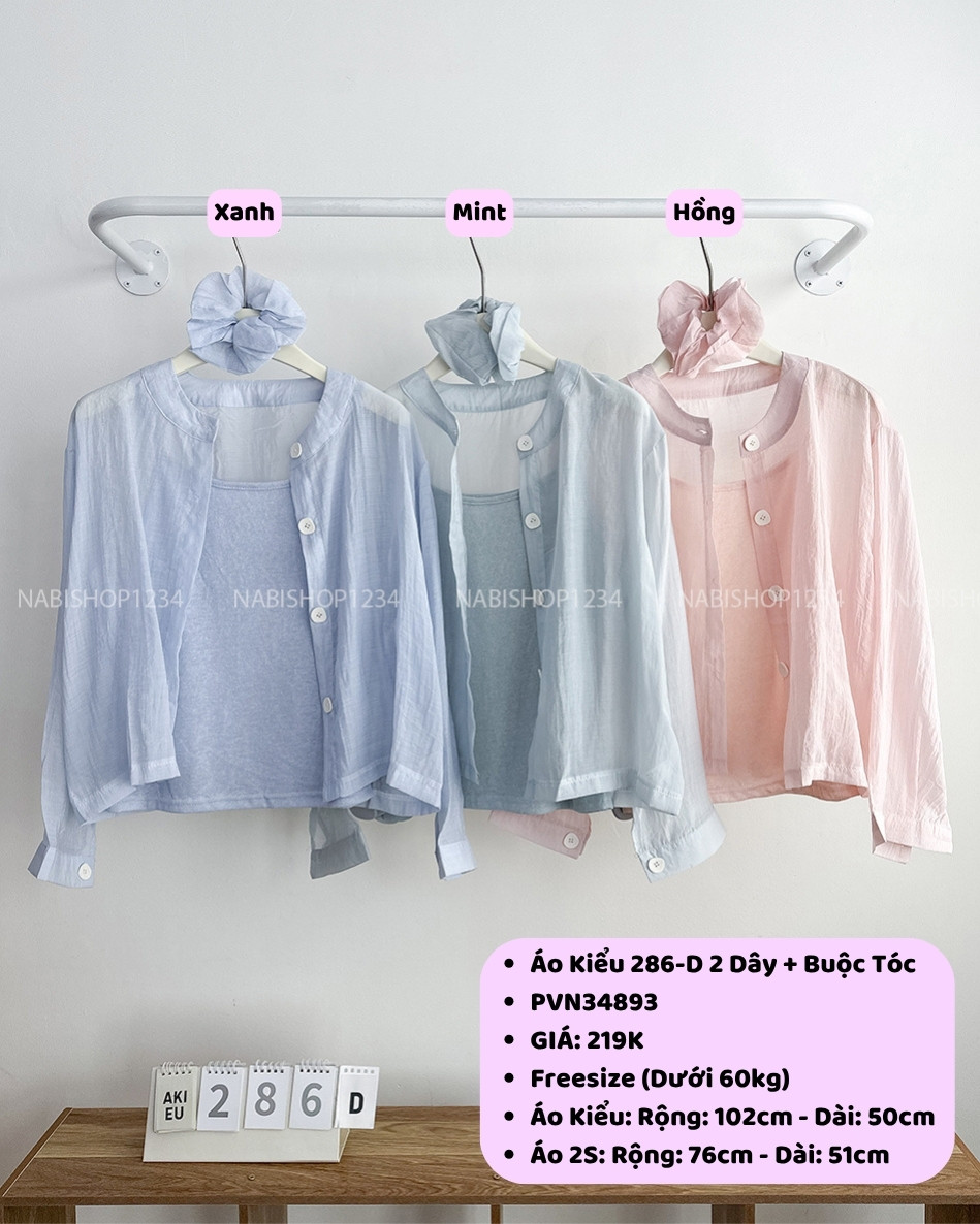 Áo Kiểu Số 286-D Cổ Tròn 2 Dây + Buộc Tóc
