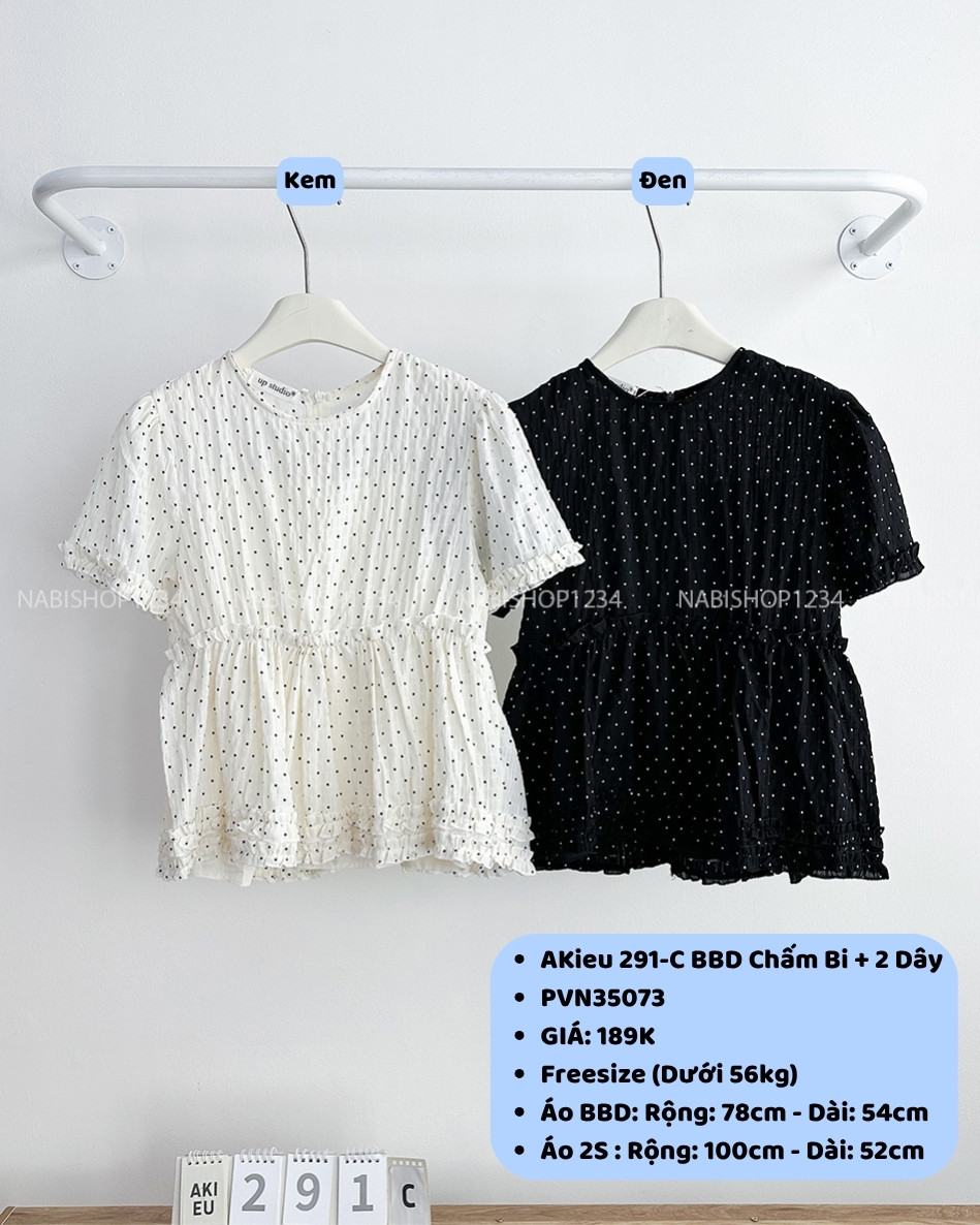 Áo Kiểu Số 291-C BBD Chấm Bi + 2 Dây