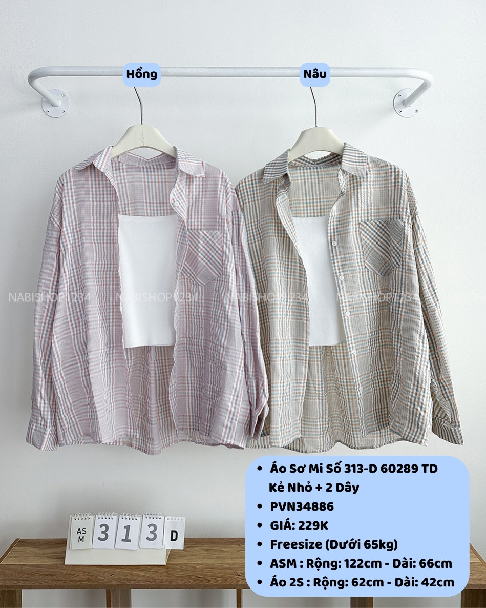 Áo Sơ Mi Số 313-D 60289 TD Kẻ Nhỏ + 2 Dây